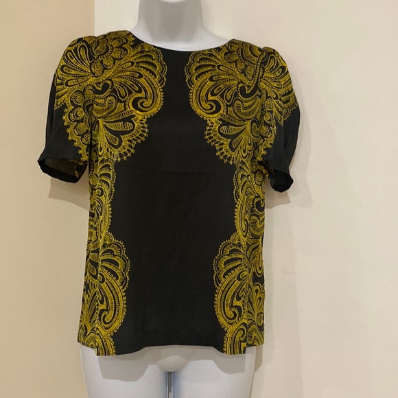 Juicy couture silk paisley blouse size extra small